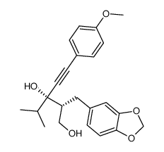 (2R,3S)-5-(4-methoxyphenyl)-2-(3,4-methylenedioxybenzyl)-3-(1-methylethyl)-4-pentyne-1,3-diol结构式