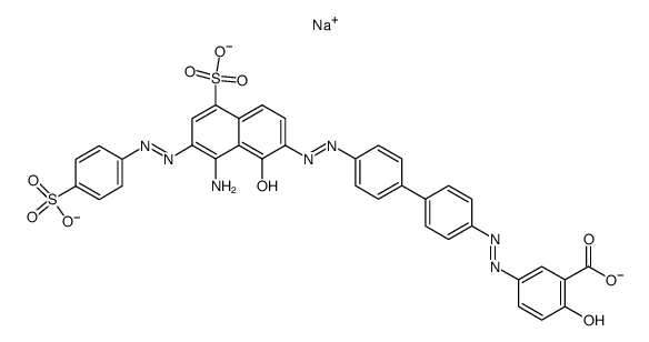 5-[[4'-[[8-Amino-1-hydroxy-7-[(4-sodiosulfophenyl)azo]-5-sodiosulfo-2-naphthalenyl]azo]-1,1'-biphenyl-4-yl]azo]-2-hydroxybenzoic acid sodium salt结构式