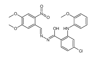 4-chloro-N-[(E)-(4,5-dimethoxy-2-nitrophenyl)methylideneamino]-2-(2-methoxyanilino)benzamide Structure