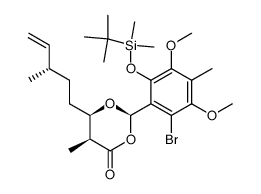 (2R,5S,6R)-2-(2-bromo-6-((tert-butyldimethylsilyl)oxy)-3,5-dimethoxy-4-methylphenyl)-5-methyl-6-((S)-3-methylpent-4-en-1-yl)-1,3-dioxan-4-one Structure