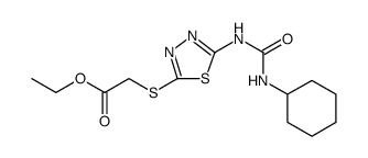 Acetic acid, 2-[[5-[[(cyclohexylamino)carbonyl]amino]-1,3,4-thiadiazol-2-yl]thio]-, ethyl ester结构式