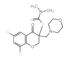 Carbamodithioic acid,dimethyl-,6,8-dichloro-3,4-dihydro-3-(4-morpholinylmethyl)-4-oxo-2H-1-benzopyran-3-ylester (9CI) Structure