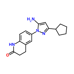 6-(5-Amino-3-cyclopentyl-1H-pyrazol-1-yl)-3,4-dihydro-2(1H)-quinolinone结构式