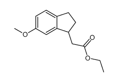 2,3-dihydro-6-methoxy-1H-indene-1-acetic acid ethyl ester Structure