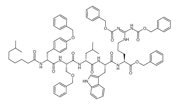 7-methyloctanoyl-NH-D-Tyr(Bn)-Ser(Bn)-D-Leu-Trp-Arg(Cbz)2-OBn Structure