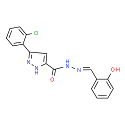 (E)-3-(2-chlorophenyl)-N-(2-hydroxybenzylidene)-1H-pyrazole-5-carbohydrazide结构式
