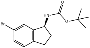 (S)-(6-Bromo-indan-1-yl)-carbamic acid tert-butyl ester structure