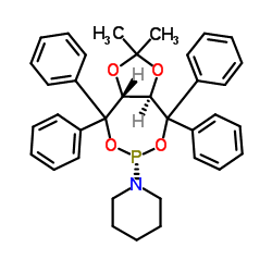1-[(3aR,8aR)-四氢-2,2-二甲基-4,4,8,8-四苯基-1,3-二噁唑并[4,5-e][1,3,2]二噁膦杂庚英-6-基]哌啶结构式