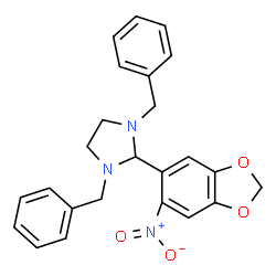 1,3-dibenzyl-2-{6-nitro-1,3-benzodioxol-5-yl}imidazolidine结构式