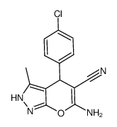 6‑amino‑4‑(4‑chlorophenyl)‑3‑methyl‑2,4‑dihydropyrano[2,3‑c]pyrazole‑5‑carbonitrile Structure