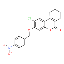 2-chloro-3-({4-nitrobenzyl}oxy)-7,8,9,10-tetrahydro-6H-benzo[c]chromen-6-one结构式