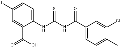 2-[[[(3-chloro-4-methylbenzoyl)amino]thioxomethyl]amino]-5-iodo-benzoic acid结构式