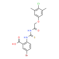 5-BROMO-2-[[[[(4-CHLORO-3,5-DIMETHYLPHENOXY)ACETYL]AMINO]THIOXOMETHYL]AMINO]-BENZOIC ACID结构式
