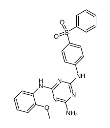 N-(4-benzenesulfonyl-phenyl)-N'-(2-methoxy-phenyl)-[1,3,5]triazine-2,4,6-triamine结构式