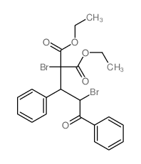 Propanedioic acid,2-bromo-2-(2-bromo-3-oxo-1,3-diphenylpropyl)-, 1,3-diethyl ester Structure