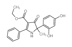 1H-Pyrrole-3-carboxylicacid, 5-(2,4-dihydroxyphenyl)-4,5-dihydro-5-methyl-4-oxo-2-phenyl-, ethyl ester结构式