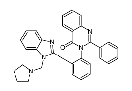 2-phenyl-3-[2-[1-(pyrrolidin-1-ylmethyl)benzimidazol-2-yl]phenyl]quinazolin-4-one结构式