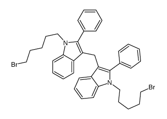 1-(5-bromopentyl)-3-[[1-(5-bromopentyl)-2-phenylindol-3-yl]methyl]-2-phenylindole结构式