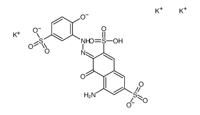tripotassium,(3Z)-5-amino-3-[(2-hydroxy-5-sulfonatophenyl)hydrazinylidene]-4-oxonaphthalene-2,7-disulfonate结构式