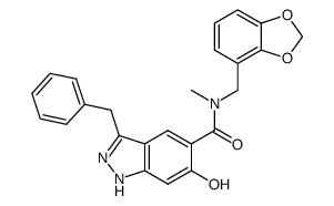 5-[N-(benzo-1,3-dioxol-4-ylmethyl)-N-methylaminocarbonyl]-3-benzyl-6-hydroxy-1H-indazole Structure