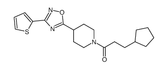 3-cyclopentyl-1-[4-(3-thiophen-2-yl[1,2,4]oxadiazol-5-yl)piperid-1-yl]propan-1-one结构式