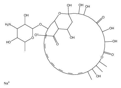 sodium,(4E,6E,8E,10E,12E,14E,16E)-3-(4-amino-3,5-dihydroxy-6-methyloxan-2-yl)oxy-19,25,27,32,33,35,37-heptahydroxy-18,20,21-trimethyl-23,29-dioxo-22,39-dioxabicyclo[33.3.1]nonatriaconta-4,6,8,10,12,14,16-heptaene-38-carboxylate Structure