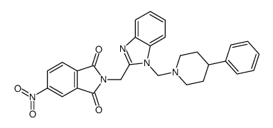 5-nitro-2-[[1-[(4-phenylpiperidin-1-yl)methyl]benzimidazol-2-yl]methyl]isoindole-1,3-dione结构式