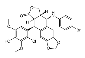 4'-O-demethyl-2'-chloro-4β-(4''-bromoanilino)-4-desoxypodophyllotoxin结构式