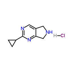 2-Cyclopropyl-6,7-dihydro-5H-pyrrolo[3,4-d]pyrimidine hydrochloride (1:1)结构式