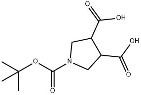cis-1-(tert-butoxycarbonyl)pyrrolidine-3,4-dicarboxylic acid Structure