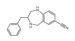 3-苄基-7-氰基-2,3,4,5-四氢-1H-苯二氮卓类结构式