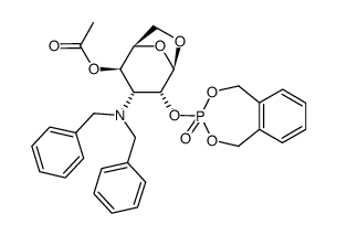 .beta.-D-Gulopyranose, 1,6-anhydro-3-bis(phenylmethyl)amino-3-deoxy-2-O-(1,5-dihydro-3-oxido-2,4,3-benzodioxaphosphepin-3-yl)-, 4-acetate picture