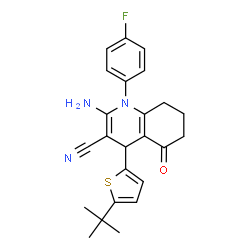 2-amino-4-(5-tert-butyl-2-thienyl)-1-(4-fluorophenyl)-5-oxo-1,4,5,6,7,8-hexahydro-3-quinolinecarbonitrile结构式