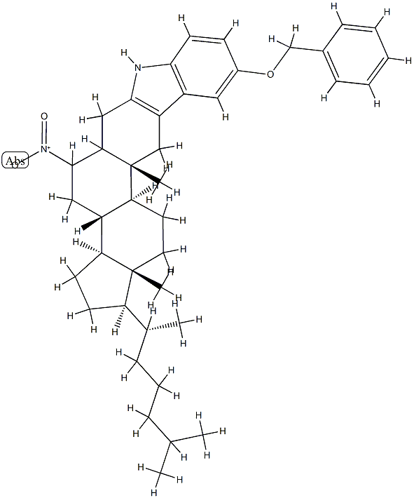 6-Nitro-5'-(phenylmethoxy)-1'H-cholest-2-eno[3,2-b]indole structure