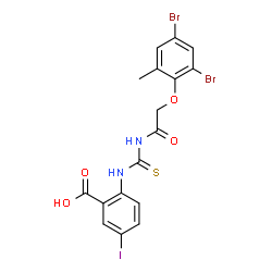 2-[[[[(2,4-DIBROMO-6-METHYLPHENOXY)ACETYL]AMINO]THIOXOMETHYL]AMINO]-5-IODO-BENZOIC ACID结构式
