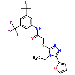 N-[3,5-Bis(trifluoromethyl)phenyl]-2-{[4-ethyl-5-(2-furyl)-4H-1,2,4-triazol-3-yl]sulfanyl}acetamide结构式