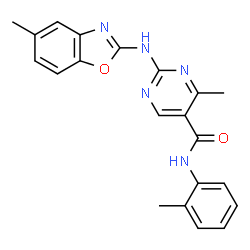 4-methyl-2-[(5-methyl-1,3-benzoxazol-2-yl)amino]-N-(2-methylphenyl)pyrimidine-5-carboxamide结构式