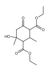 diethyl 2,4-dimethyl-4-hydroxy-6-oxocyclohexane-1,3-dicarboxylate Structure