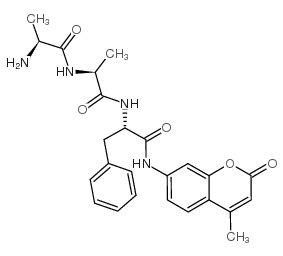 丙氨酰-丙氨酰-苯丙氨酰-7-氨基-4-甲基香豆素结构式