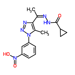 N'-{(1Z)-1-[5-Methyl-1-(3-nitrophenyl)-1H-1,2,3-triazol-4-yl]ethylidene}cyclopropanecarbohydrazide结构式