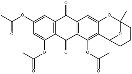 3,4,5,6,8,13-Hexahydro-2-methyl-8,13-dioxo-2,6-epoxy-2H-anthra[2,3-b]oxocin-7,9,11-triyl=triacetate structure