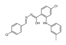 4-chloro-N-[(E)-(4-chlorophenyl)methylideneamino]-2-(3-methylanilino)benzamide Structure