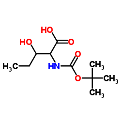 3-Hydroxy-N-{[(2-methyl-2-propanyl)oxy]carbonyl}norvaline结构式