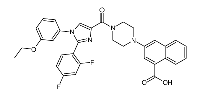 3-[4-[2-(2,4-difluorophenyl)-1-(3-ethoxyphenyl)imidazole-4-carbonyl]piperazin-1-yl]naphthalene-1-carboxylic acid Structure