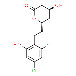 6-(2-(2,4-dichloro-6-hydroxyphenyl)ethyl)-3,4,5,6-tetrahydro-4-hydroxy-2H-pyran-2-one结构式