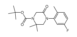 2,2-dimethyl-4-(5-fluoro-2-methylphenyl)-5-oxopiperazine-1-carboxylic acid t-butyl ester结构式