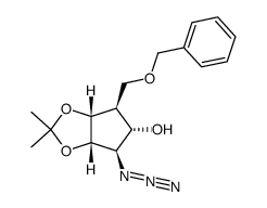 <1S-(1α,2β,3α,4α,5β)>-2-azido-3,4-(dimethylmethylenedioxy)-5-<(phenylmethoxy)methyl>-1-cyclopentanol结构式