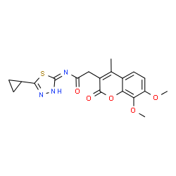 N-[(2E)-5-cyclopropyl-1,3,4-thiadiazol-2(3H)-ylidene]-2-(7,8-dimethoxy-4-methyl-2-oxo-2H-chromen-3-yl)acetamide结构式
