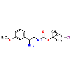 2-Methyl-2-propanyl [2-amino-2-(3-methoxyphenyl)ethyl]carbamate hydrochloride (1:1) Structure