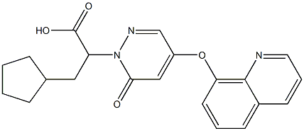 3-cyclopentyl-2-(6-oxo-4-(quinolin-8-yloxy)pyridazin-1(6H)-yl)propanoic acid结构式